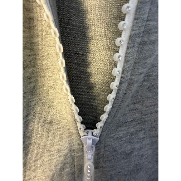 Quacker factory 2 women’s sweatshirt sleeveless red gray pockets rhinestone zip - Picture 5 of 13